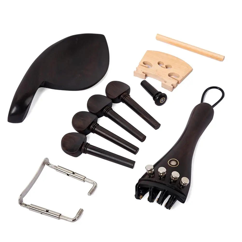 

15 Pcs Violin Accessories Handmade Quality Clear Pattern Metal Inlaid Chinrest Standard Tailpiece Strong Strings DIY High Grade