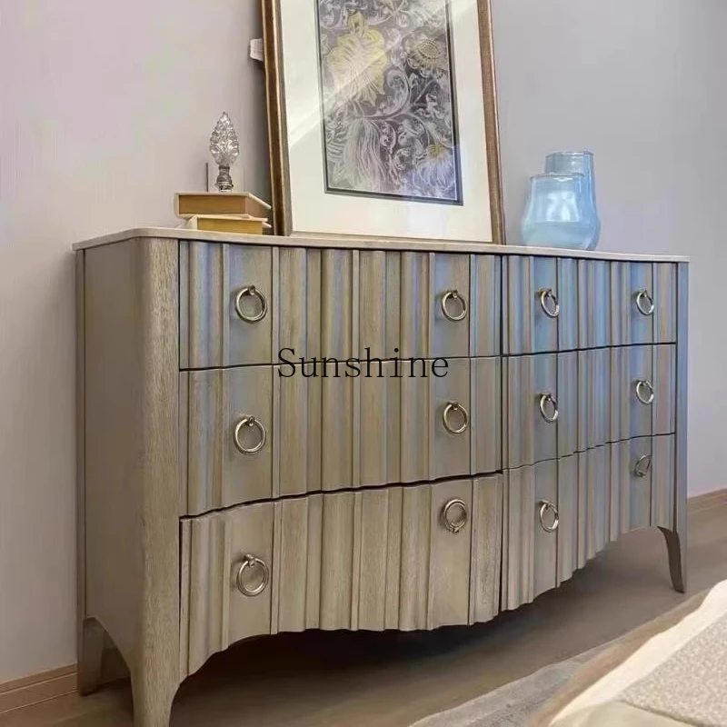 

Furniture Dressing American Solid Wood Carving Drawer Porch Decorative Cabinet