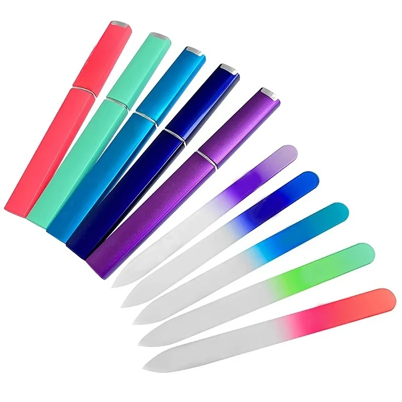Free Samples Custom Logo Color Professional Nail Tools Durable Nail Glass Nail File Strap Box