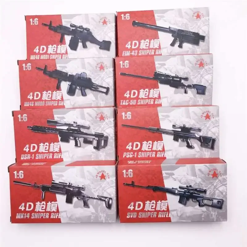 8pcs/set 1/6 Soldier Weapons Rocket Launcher Air Defense Missile SVD Sniper Rifle TAC-50 M46 4D Gun Model Toy For Action Figure