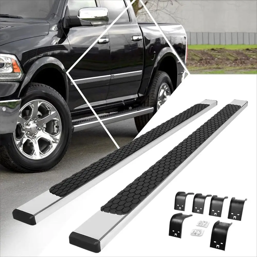 

[Pair] 5 Inch Chrome Stainless Running Boards/Side Steps/Nerf Bars Compatible with 09-24 Ram Crew Cab 4-Door