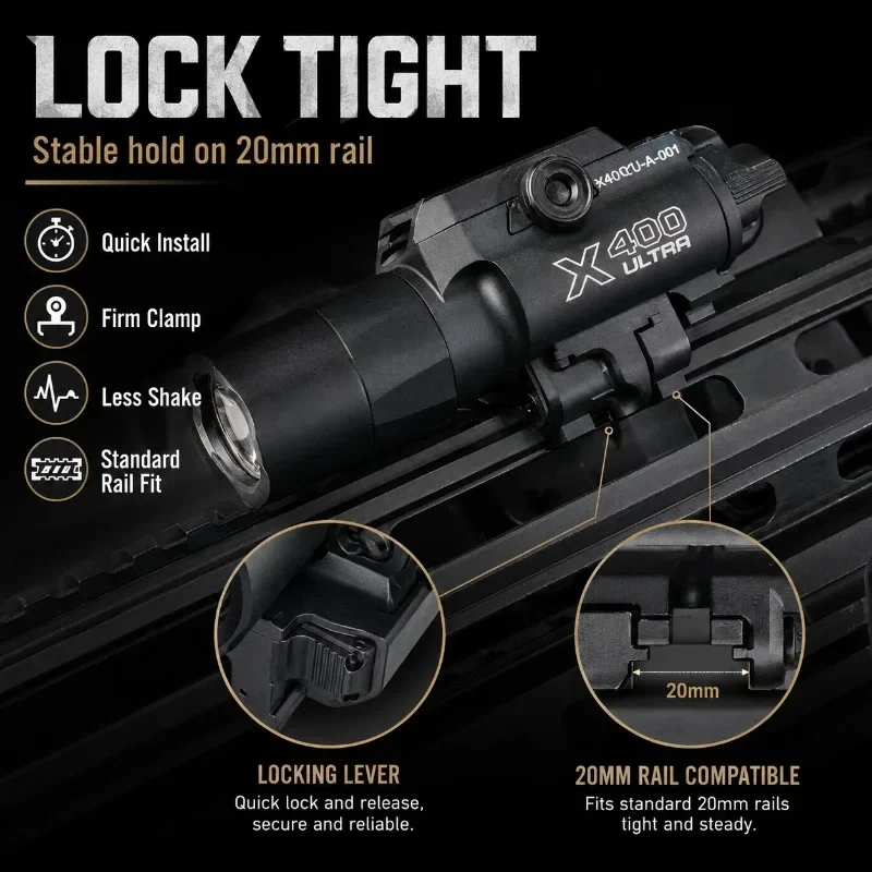 Bright Lock Function X400U Under Lamp Stable Adjustable Mount Complete Fixed Bright Hobby Model Parts Fit 20MM Rail