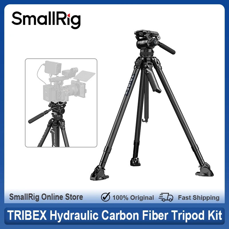 SmallRig TRIBEX Hydraulic Carbon Fiber Tripod Kit Fast Extend Camera Video Tripod 4-Step Counterbalance Fluid Head for Outdoor