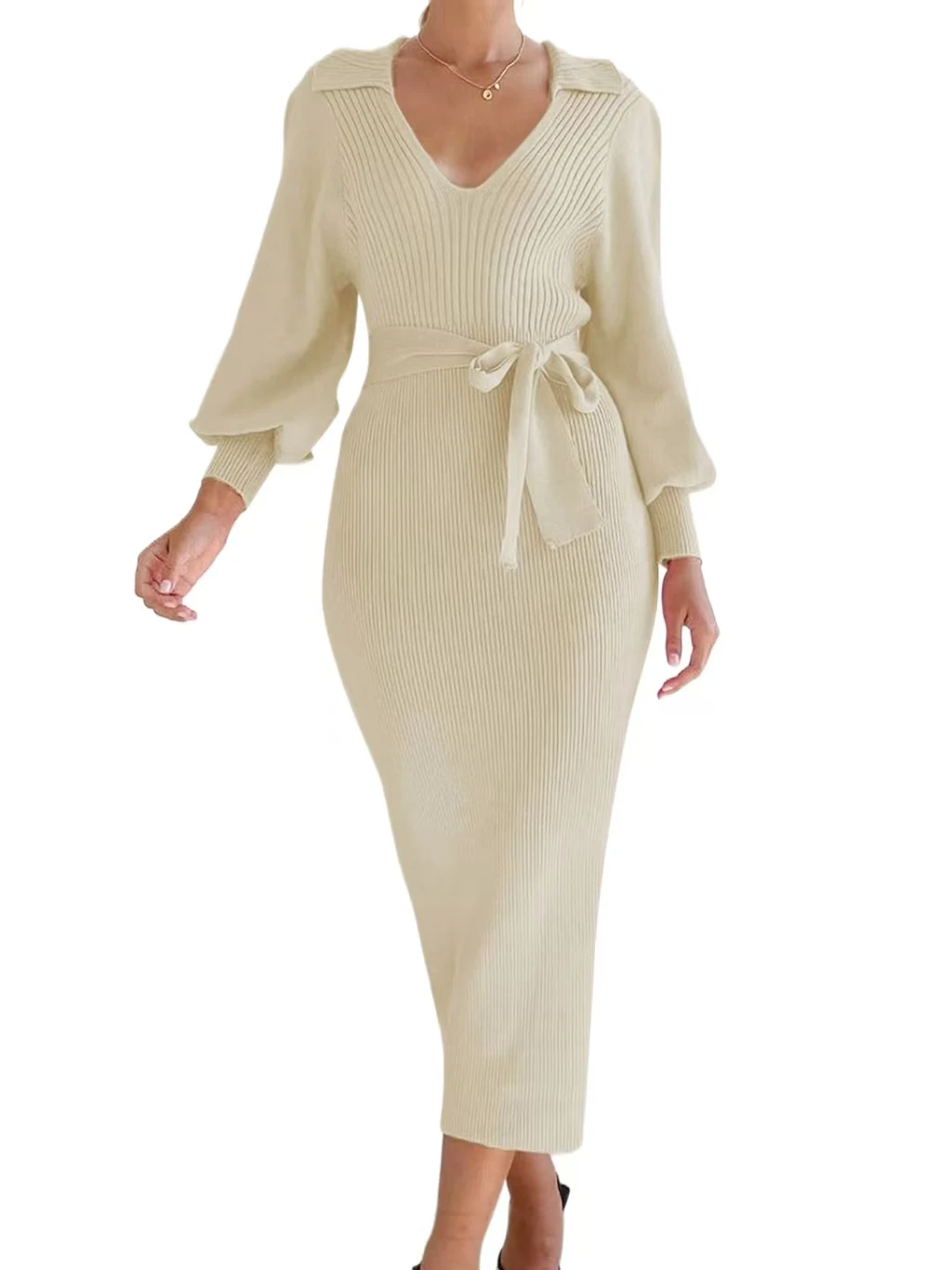 Faionable محبوك سليم صالح الدكتور العصرية مربوط سترة طويلة Dr عالية الخصر الخامس ني البوليستر طويل Sve خطوة واحدة تنورة fo...