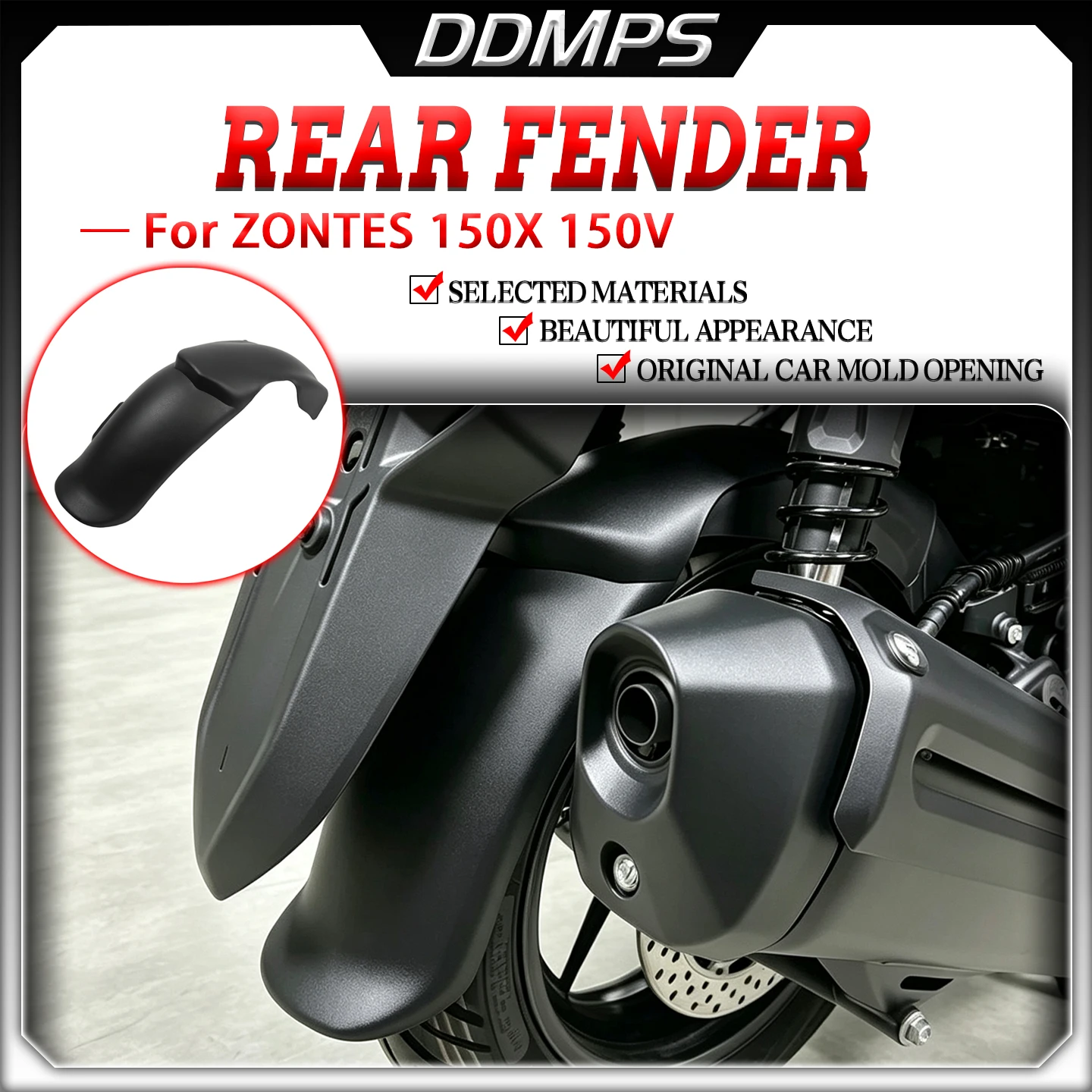 For ZONTES 150X 150V 125X 125V 150 X 150 V Motorcycle Accessories Rear Fender Extended Mudguard Rear Wheel Splash Proof Modified
