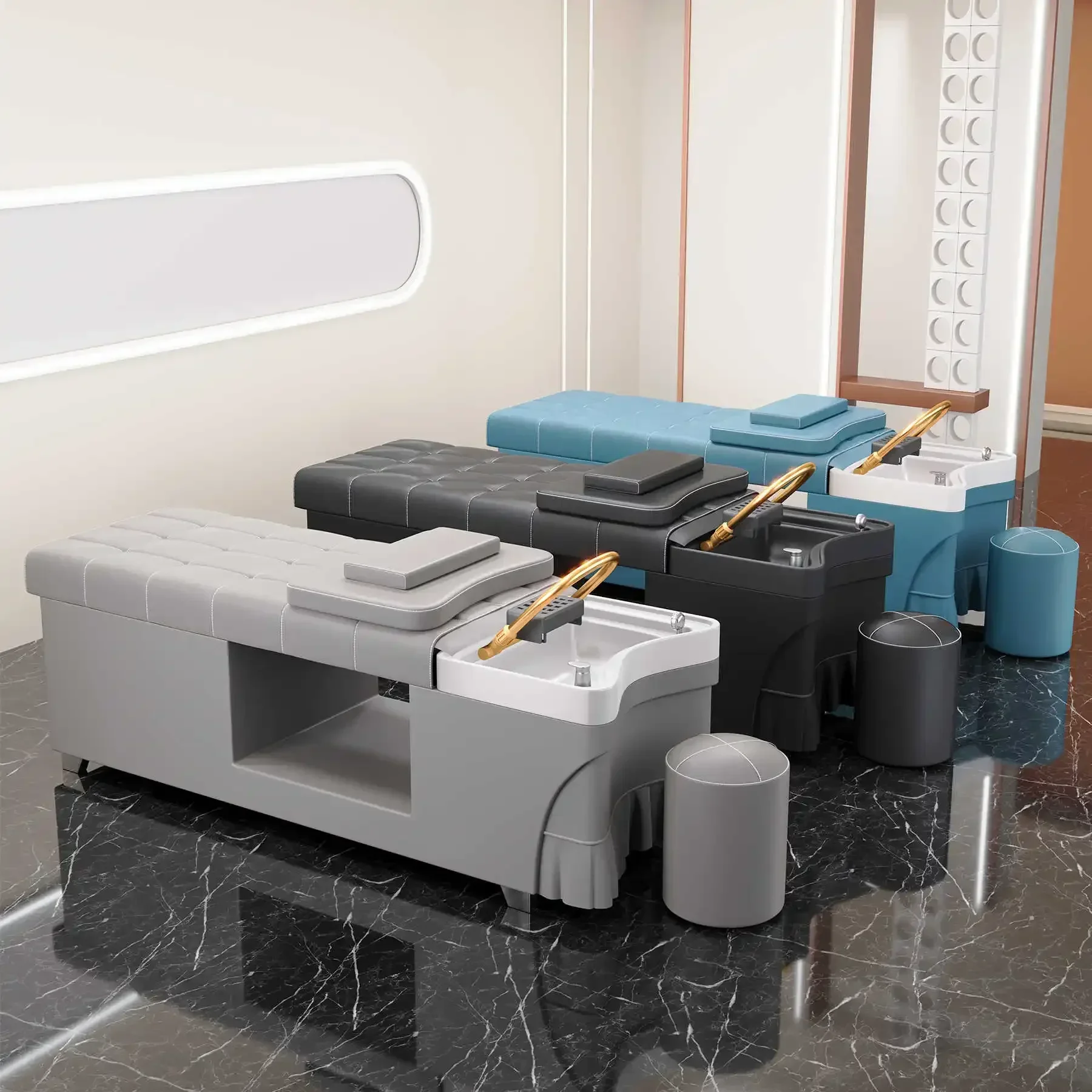 Water Circulation Head Therapy Bed for Barber Shop Shampoo Salon Bed Hair Care Professional Use Only