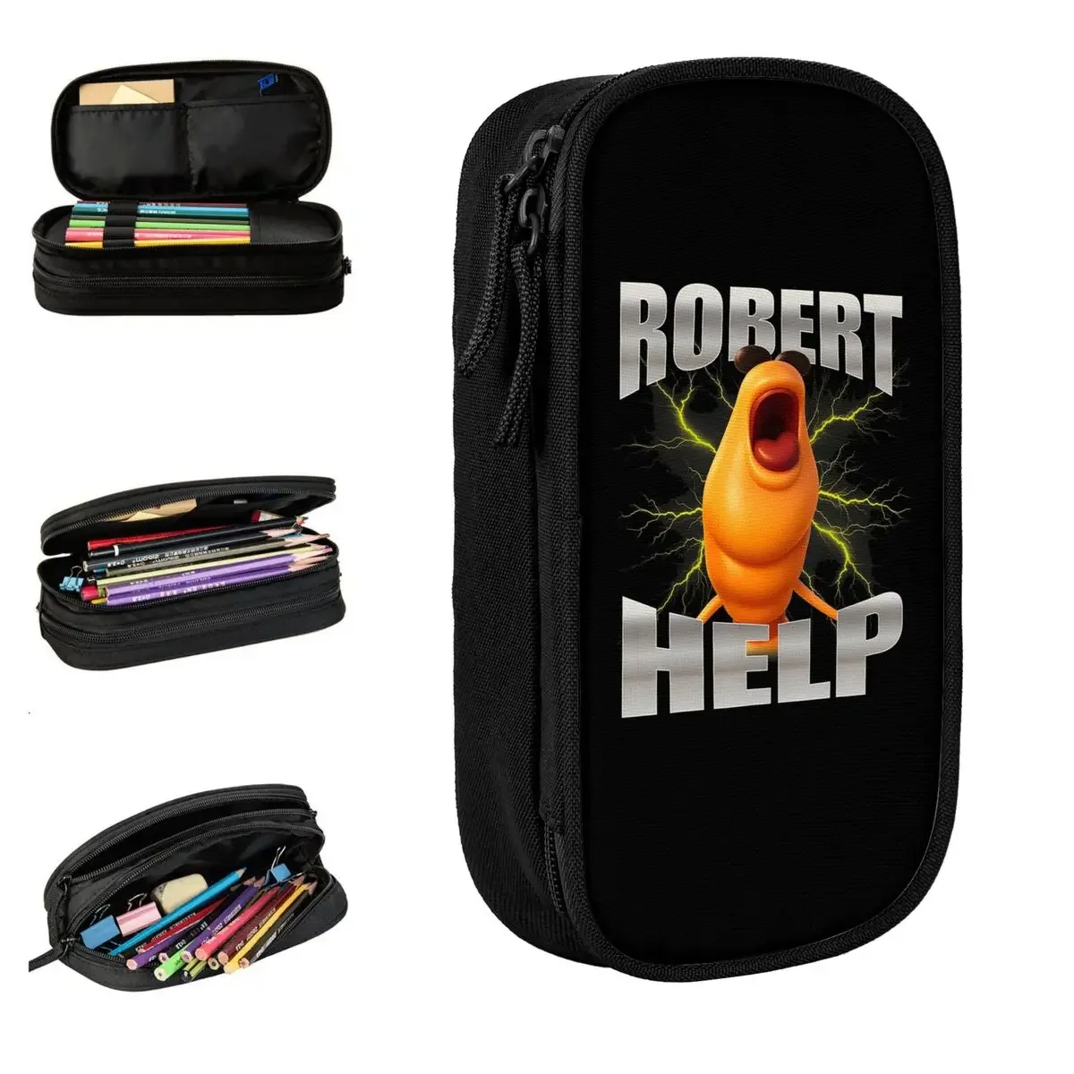 Robert Help Marcus The Worm Pencil Case Fashion Pen Box Bag for Student Big Capacity Students School Gift Pencilcases