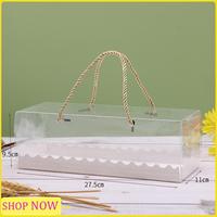 10PCS Clear Cake Box With Handle Cupcake Swiss Clear Plastic Portable Container Holder Packing Gift Box