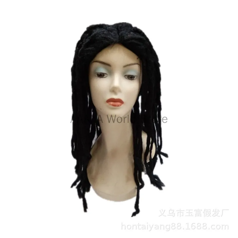 Perruque de Cosplay d'halloween pour hommes, tresses sales Reggae, tresses torsadées, perruque de bal marron, cheveux Afro Dreadlocks + bonnet de perruque gratuit