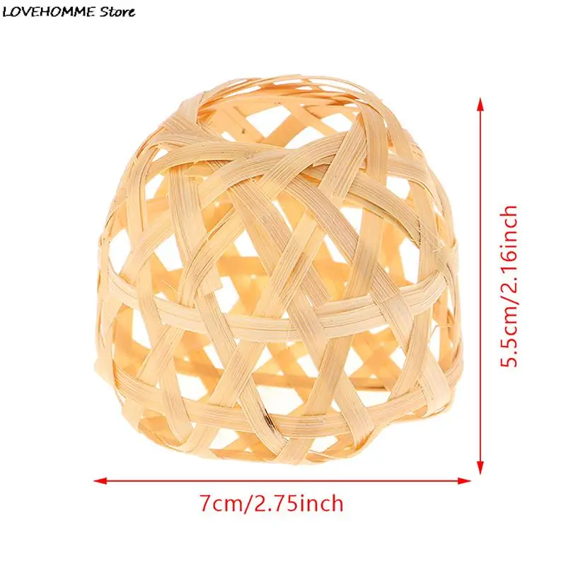 5PCS Bamboo Handwoven Lamp Shade Removable Light Cover Hexagonal Eye Small Bamboo Cage