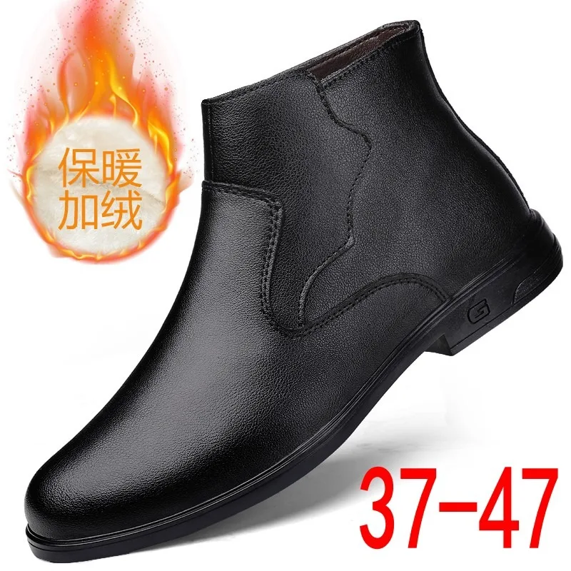 Hot Sale Anti Slip Winter Warm Men Snow Boot Classic Brand Wearable Men Zipper Boot Comfortable Chelsea Shoe for Men Size 38-47