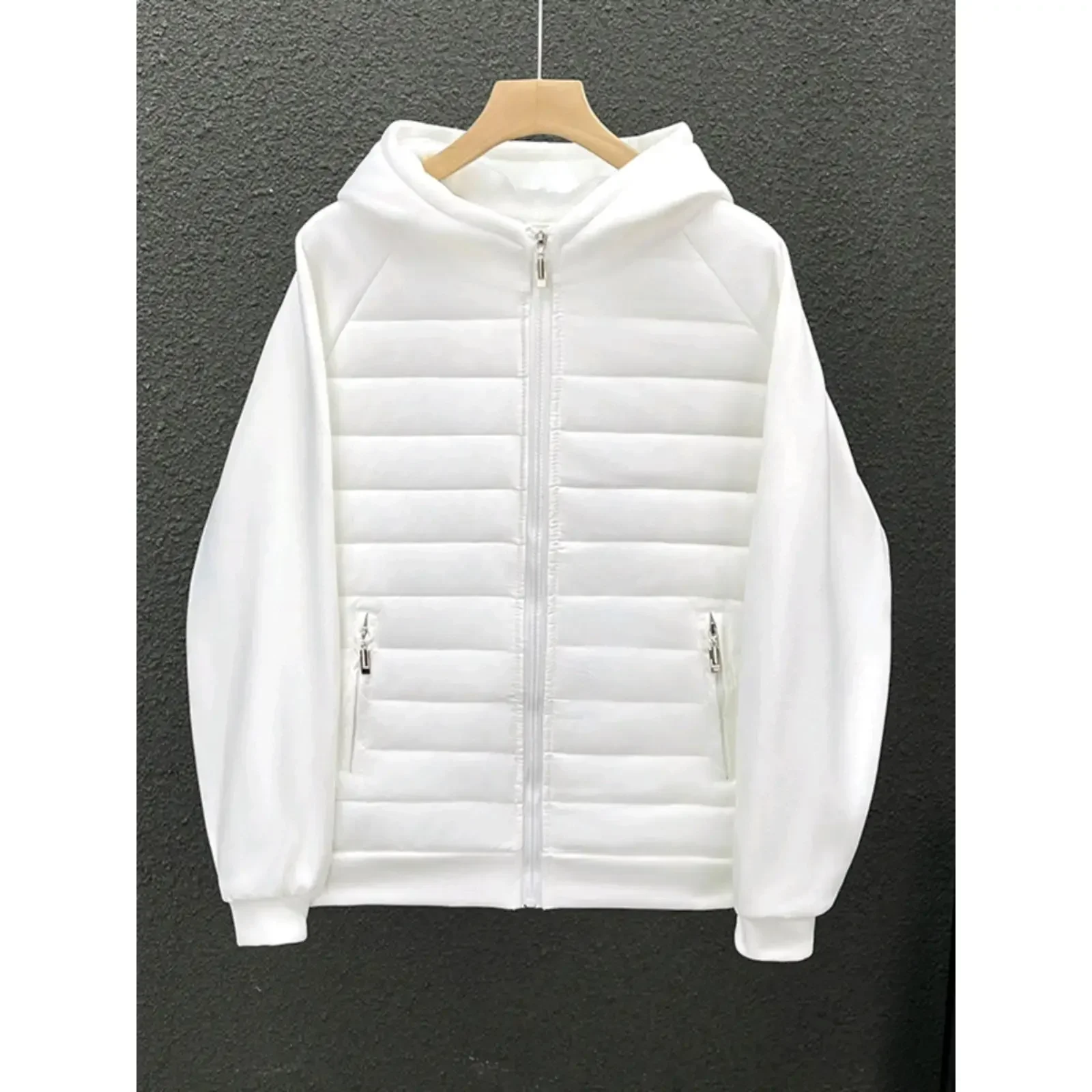 Trendy Hooded Solid Color Cotton Coat Jacket Grey Black White Loose Fit Versatile Casual Unique Couple Style Jacket For Men