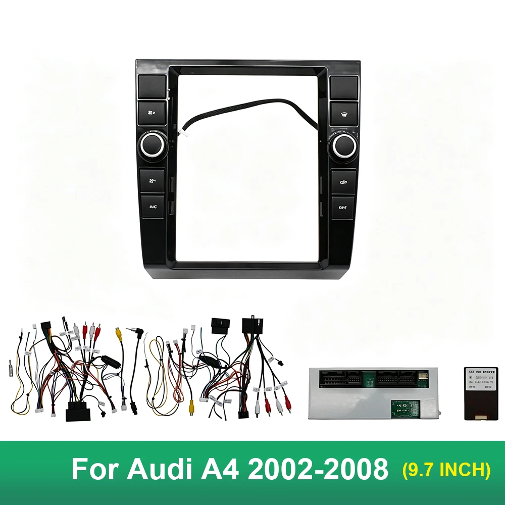 9.7 Inch Car Radio Fascia Frame For Audi A4 2002-2008 Android Stereo Panel with Wiring Harness CANBUS