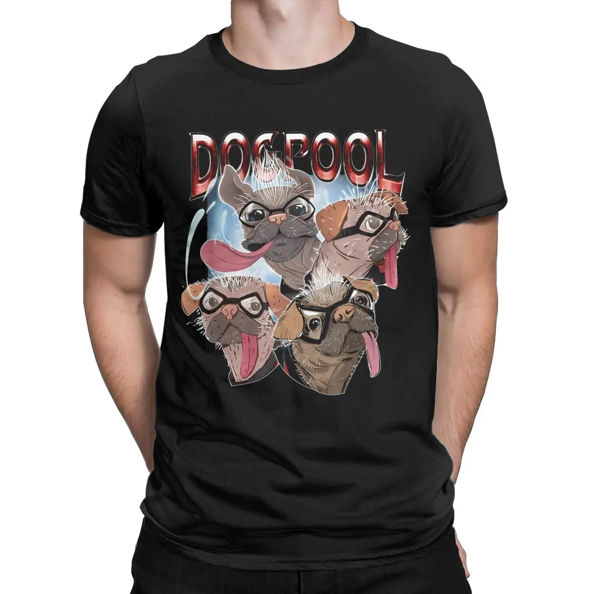 デッドプール & ウルヴァリン ドッグプール スケッチ Tシャツ メンズ ヒーロー フェイス ノベルティ コットン Tシャツ 半袖 Tシャツ 新商品