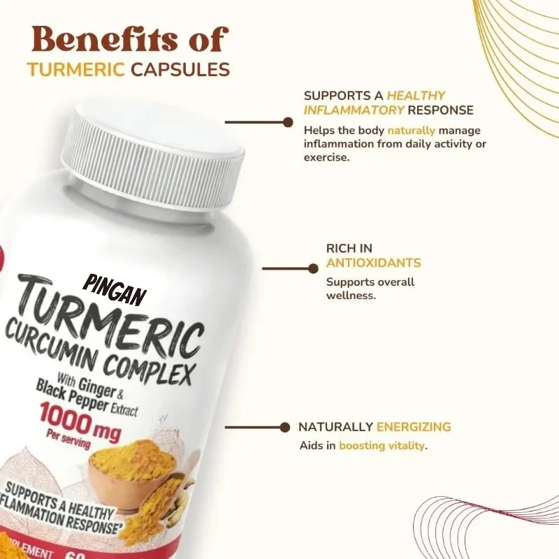 Ginger and Black Pepper Leaf Curcumin Compound Capsules -60 Capsules Per 1000mg Serving