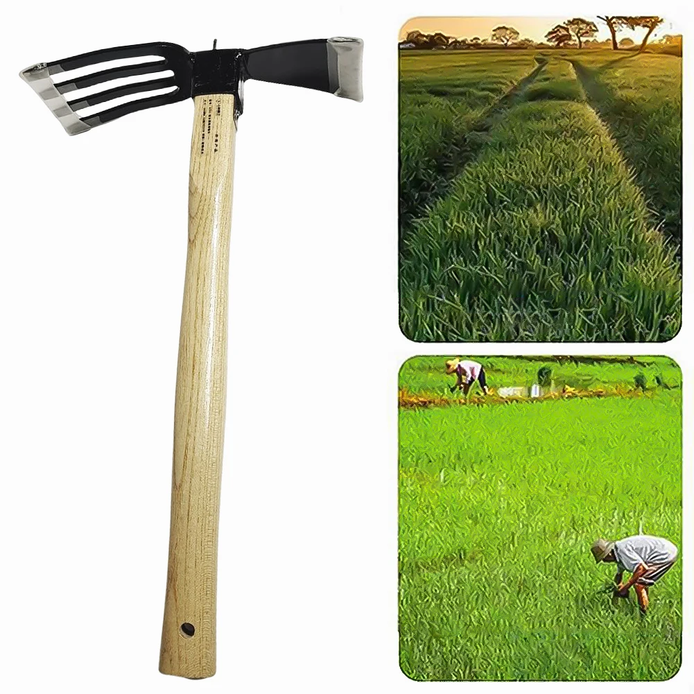 5-Claw Rake with Wooden Handle Garden Rake Cultivator Mini Hoe and Cultivator Garden Hand Hoe & Tiller Agricultural Garden Tools