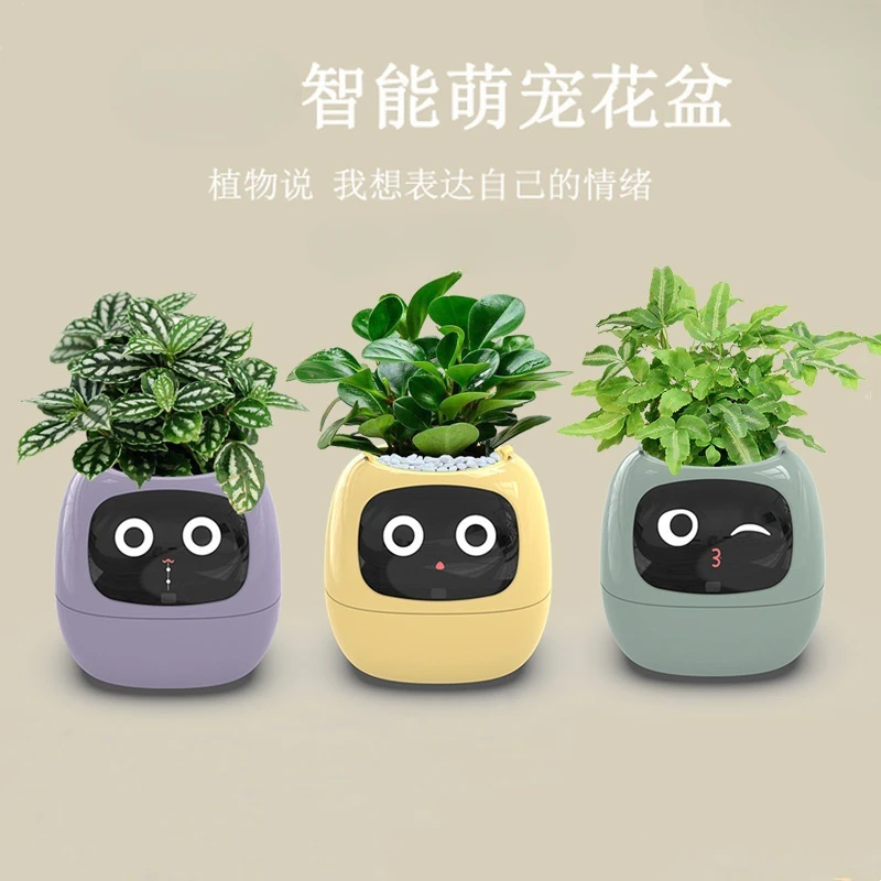 Smart flowerpot is a cute indoor decoration plant companion that makes planting plants simple and fun