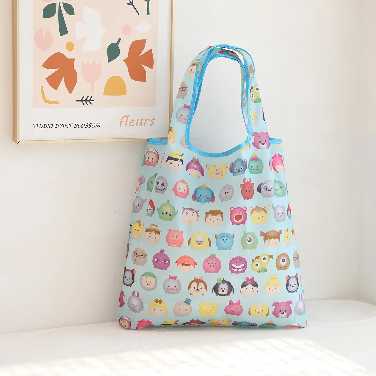 New Disney Mickey Mouse Shopping Bag Anime Lilo & Stitch Minnie Handbags Foldable Large Capacity Shopping Bag Girls Shoulder Bag