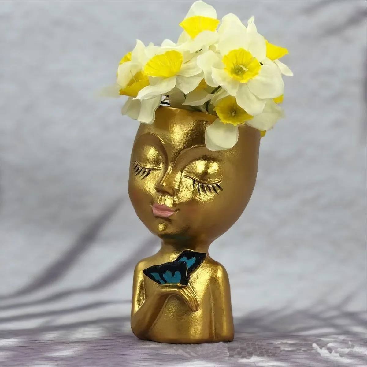 ‌American Abstract Style Resin Planter- Cute Girl Figure Multi-purpose Flower Pot/Pencil