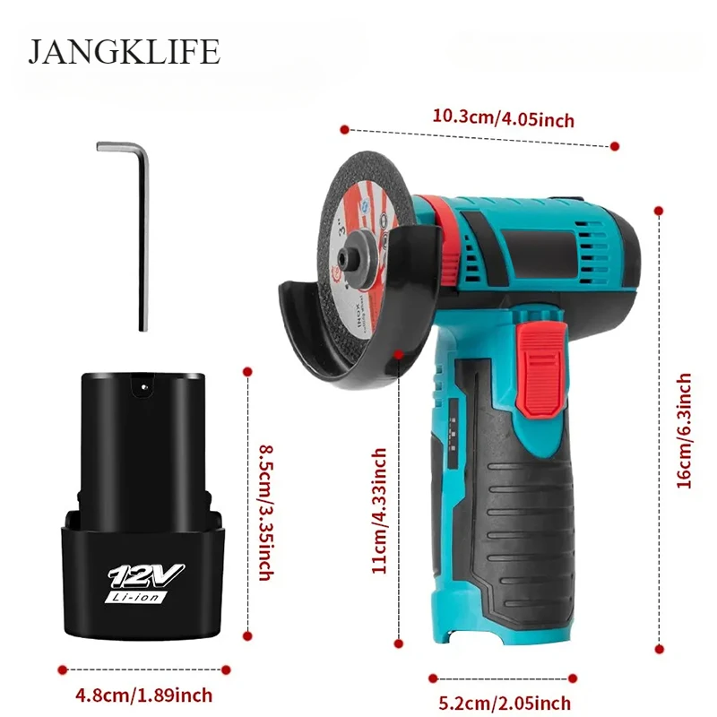 JANGKLIFE Mini Angle Grinder Mini Household Rechargeable Cutting Machine Polishing Machine Electric Hand Grinder