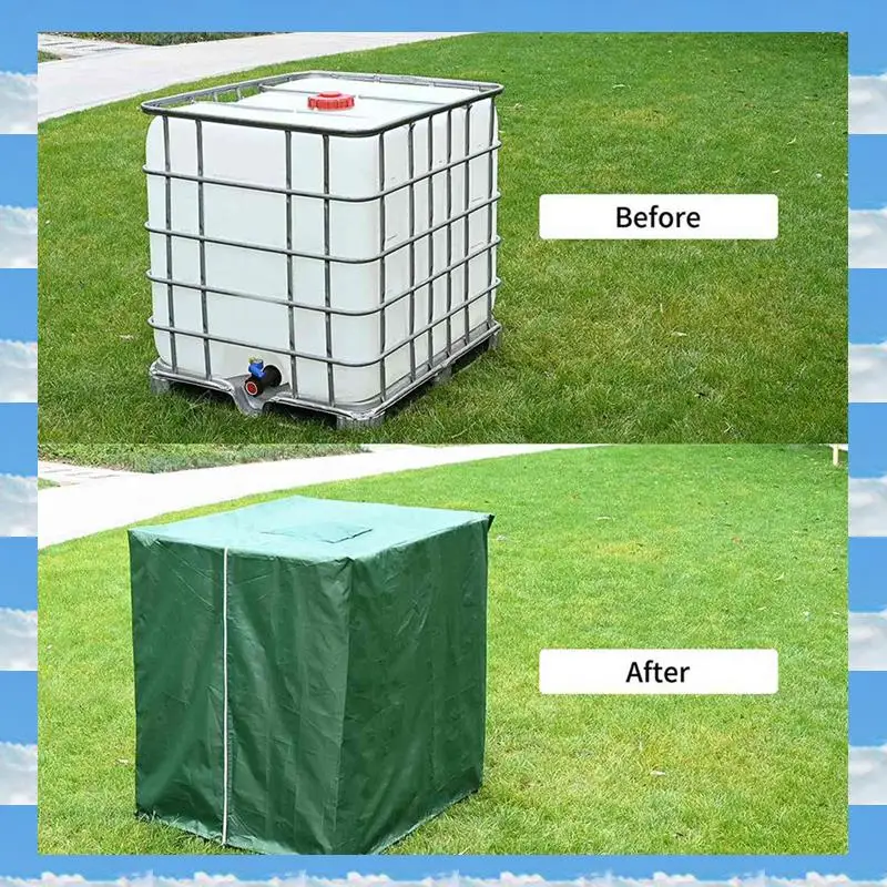 

A11I 2X 1000L Водонепроницаемая пылезащитная крышка бака Резервуар для дождевой воды Ткань Оксфорд Защитная крышка от ультрафиолета Крышка садового резервуара для воды Зеленый