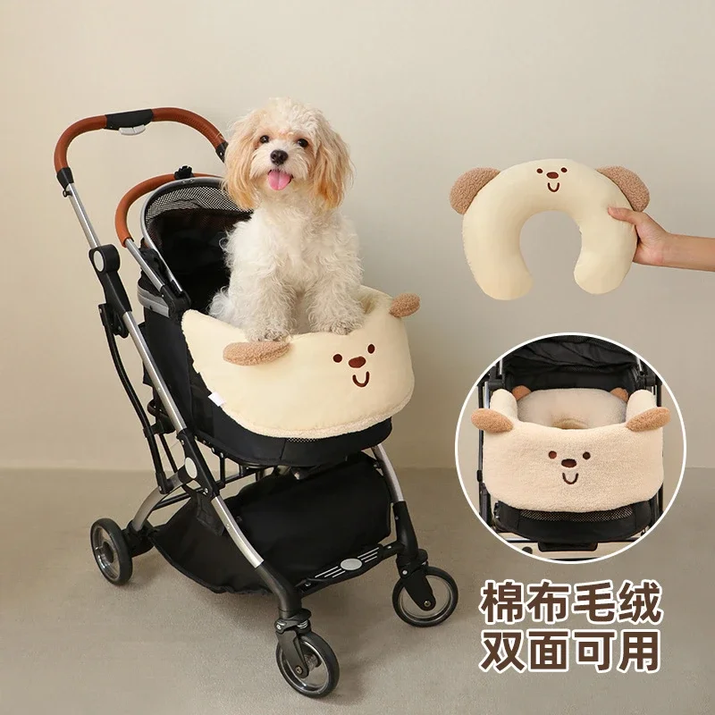 Pet Stroller Edge Pad Anti Dirty Cloth Pads Pillow Cotton Cloth Three Piece Set Cat and Dog Stroller Accessory Set Pillow