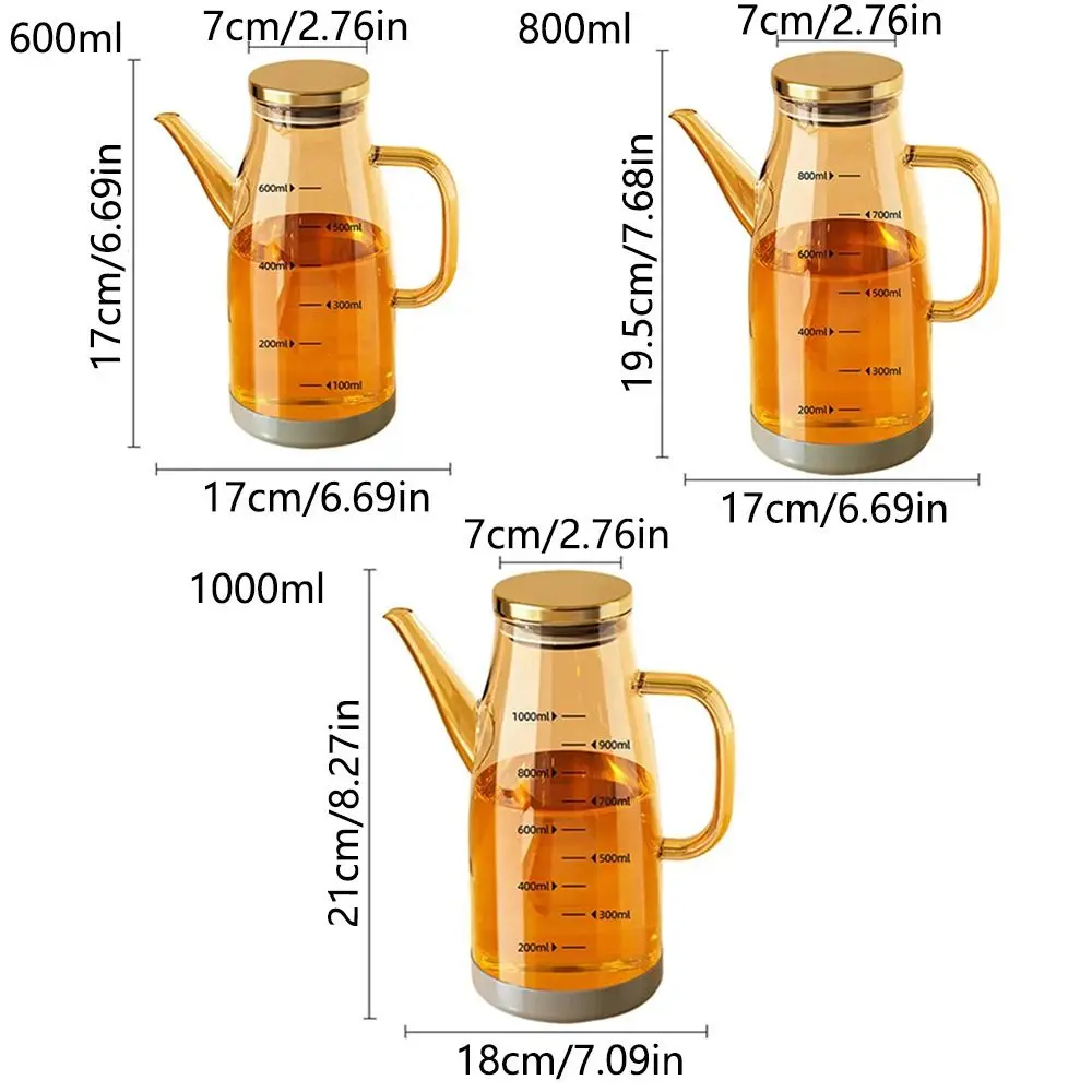Large Capacity Cooking Oil Bottle Rubber Base Leakproof Olive Oil Dispenser No-drip Pourers Refillable Soy Sauce Pot Kitchen view 6