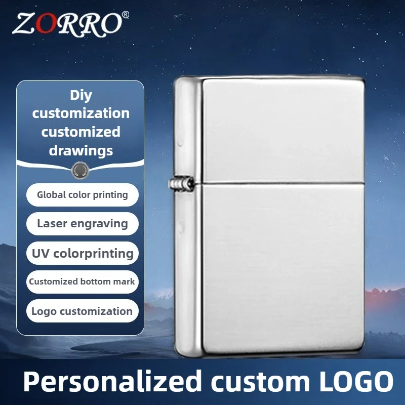 ZORRO High-end Custom Kerosene Brass Lighter, Custom LOGO, Personalized Design, Laser Engraving UV Color Printing, Wholesale
