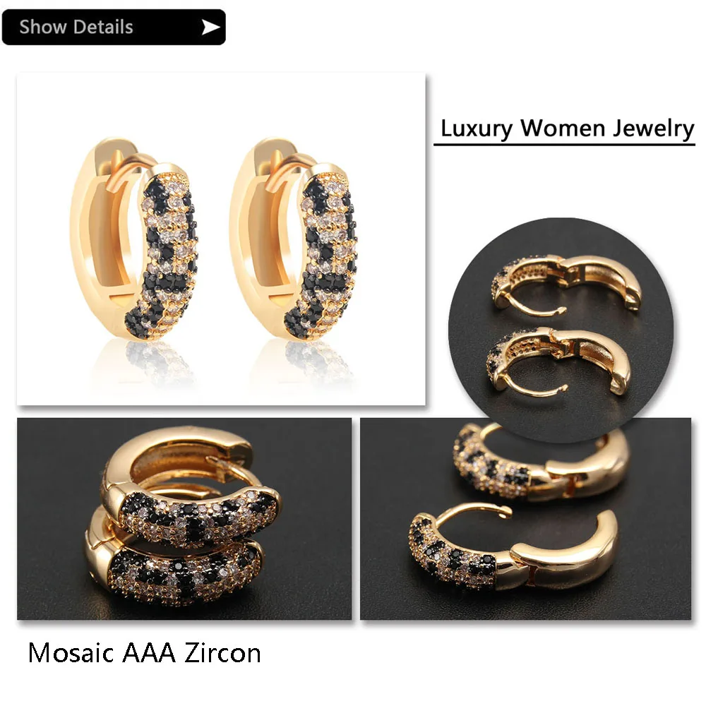 MHS.SUN High Quality Zircon Leopard Print Hoop Earrings Women Men Hip Hop Round Jewelry Gold Plated AAA CZ For Party Accessories