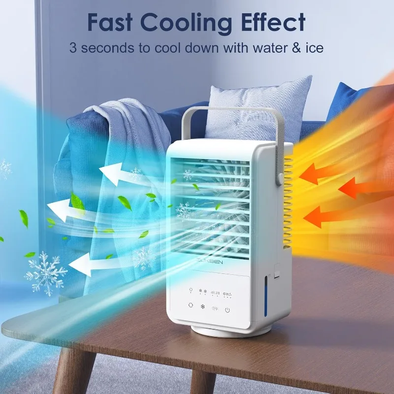 Climatizzatori portatili, unità CA portatile 4 in 1 con 3 velocità 2 nebulizzazione, 90 °   Ventola di raffreddamento oscillante con timer 7 colori notturni