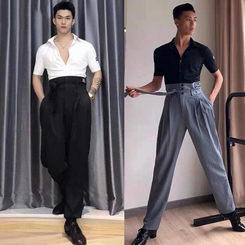 

2024, новые топы для латинских танцев для мужчин, рубашки с короткими рукавами и v-образным вырезом, чача, румба, танго, бальная одежда для латинских танцев, тренировочная одежда DQS13243