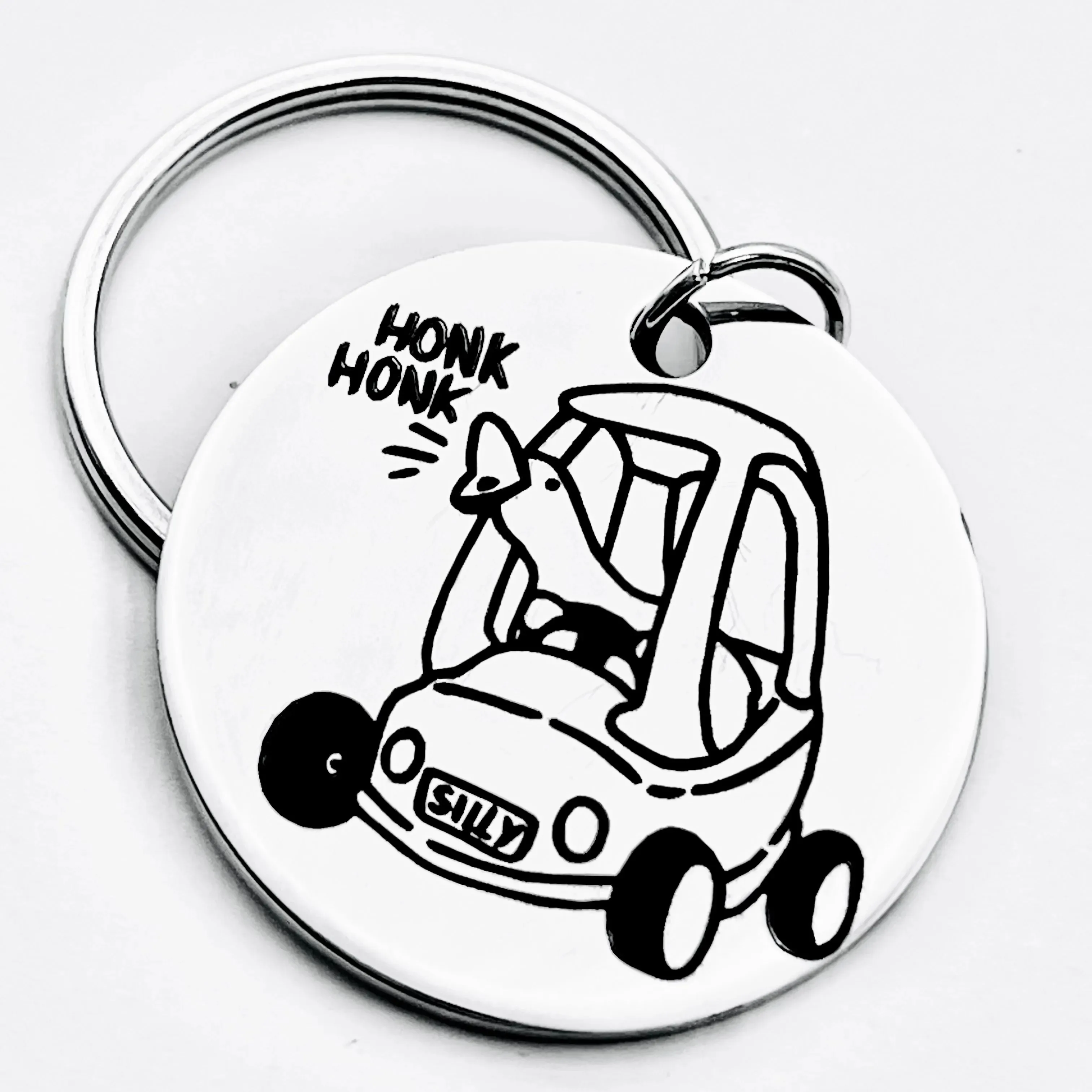 

Funny Goose Driving, Stainless Steel Keychain, Honk! Honk! Fun and Funny Accessories, Perfect Gift for Holiday Birthday Parties