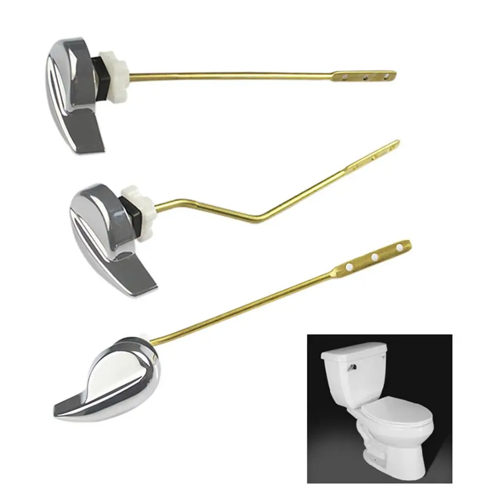 

Copper Lever Toilet Handle Replacement Parts Chrome Finish 3 Hanging Hole Toilet Tank Flush Lever Universal Steady