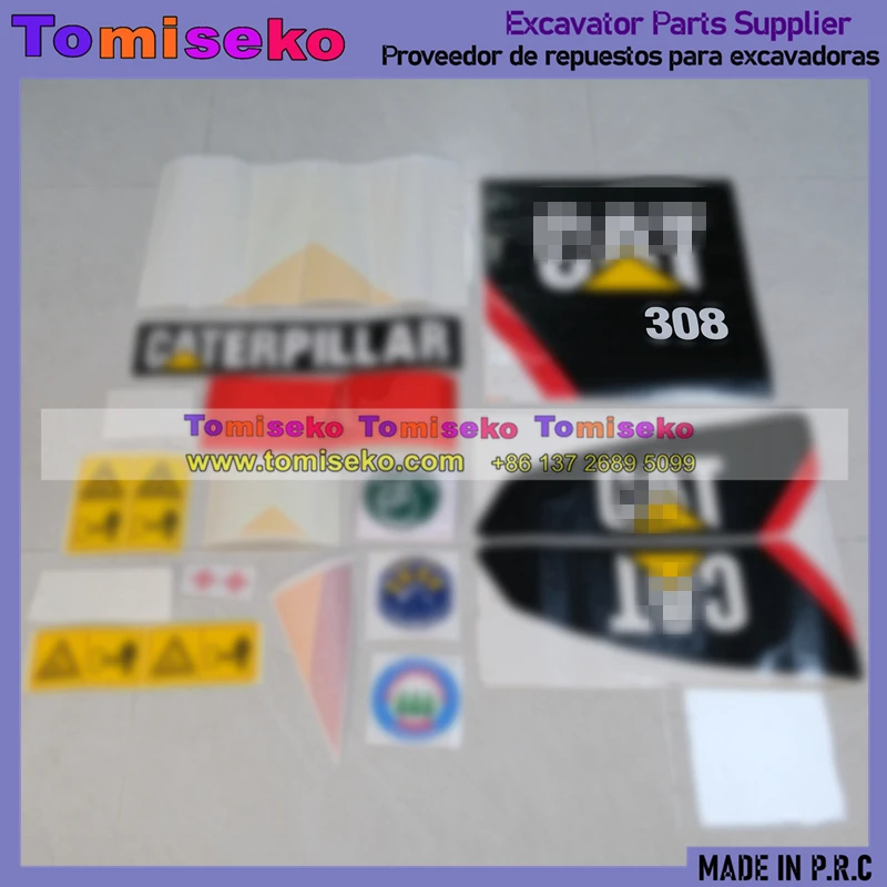 Full set Sticker Decals Kit Fits For CAT Caterpillar E308 Mini Excavator Sticker model designation Parts