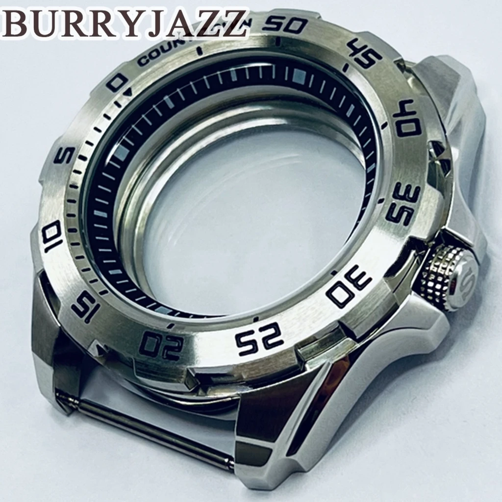 44mm Modified Monster Black Ring Mechanical Case NH35 NH36 NH34 NH38 NH70 NH72 Watch Case Waterproof Solid Stainless Steel