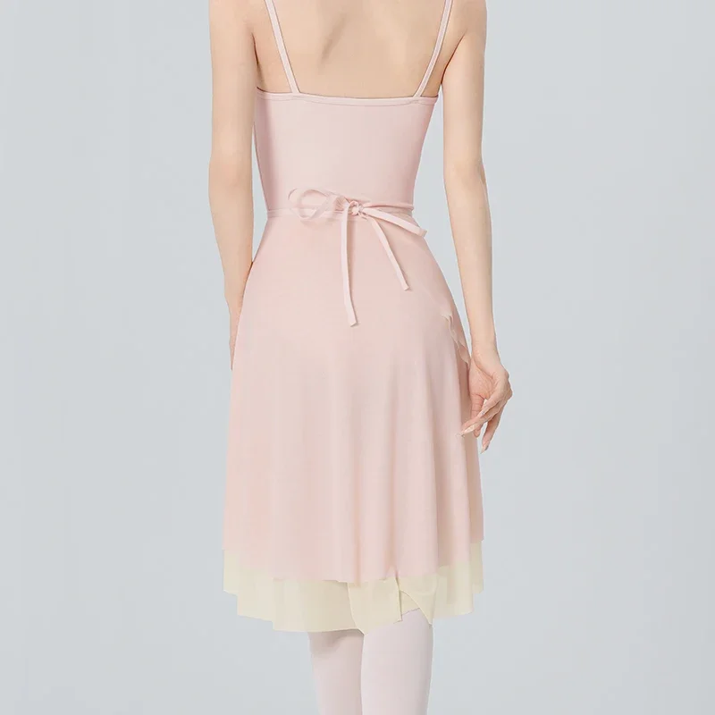 Faldas de Ballet para mujer, faldas de baile irregulares de dos capas con cordones de cintura alta para niña, faldas de bailarina de malla para patinar y gimnasio, traje de baño, cubierta-ip