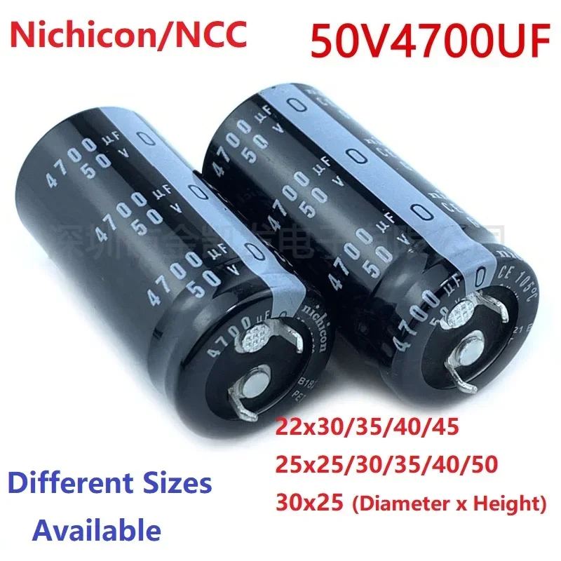 2 unids/lote Japón Nichicon/NCC 4700uF 50V 50V4700uF 22x3 0/35/40/45 25x2 5/30/35/40/50 30x25 condensador amplificador PSU a presión