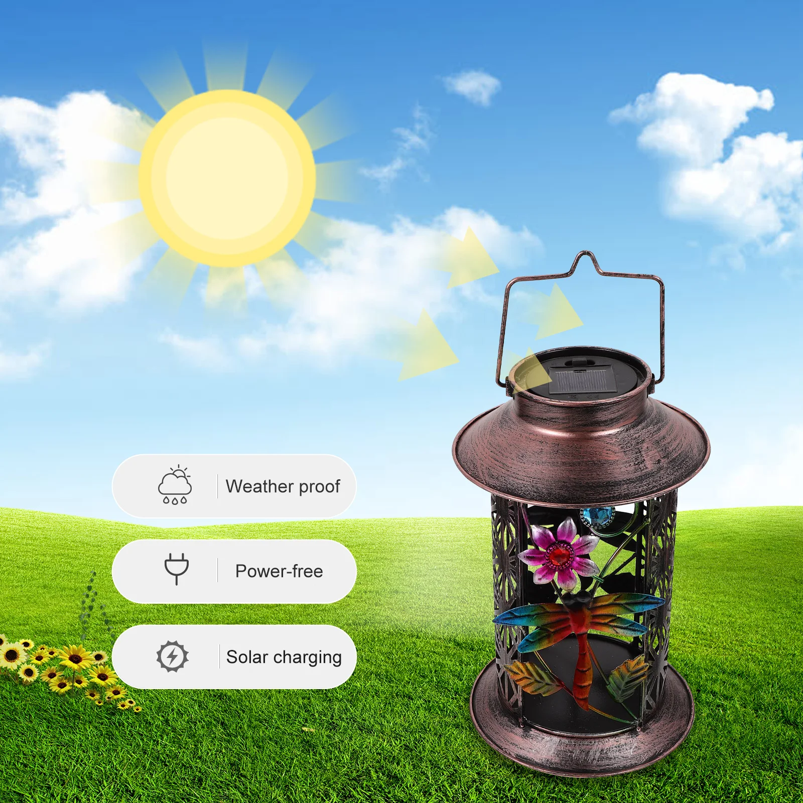 

powered Lantern Solar Light Garden Hanging Outdoor Night Lights Iron Yard Decorative L scape Lighting Solar Energy Powered