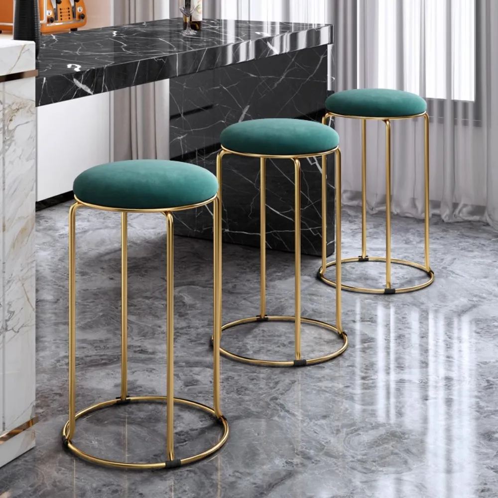 

Mid Century Luxury Bar Stools Vanity Designer Minimalist Hotel High Chairs Bedroom Modern Tabourets De Bar Interior Decorations