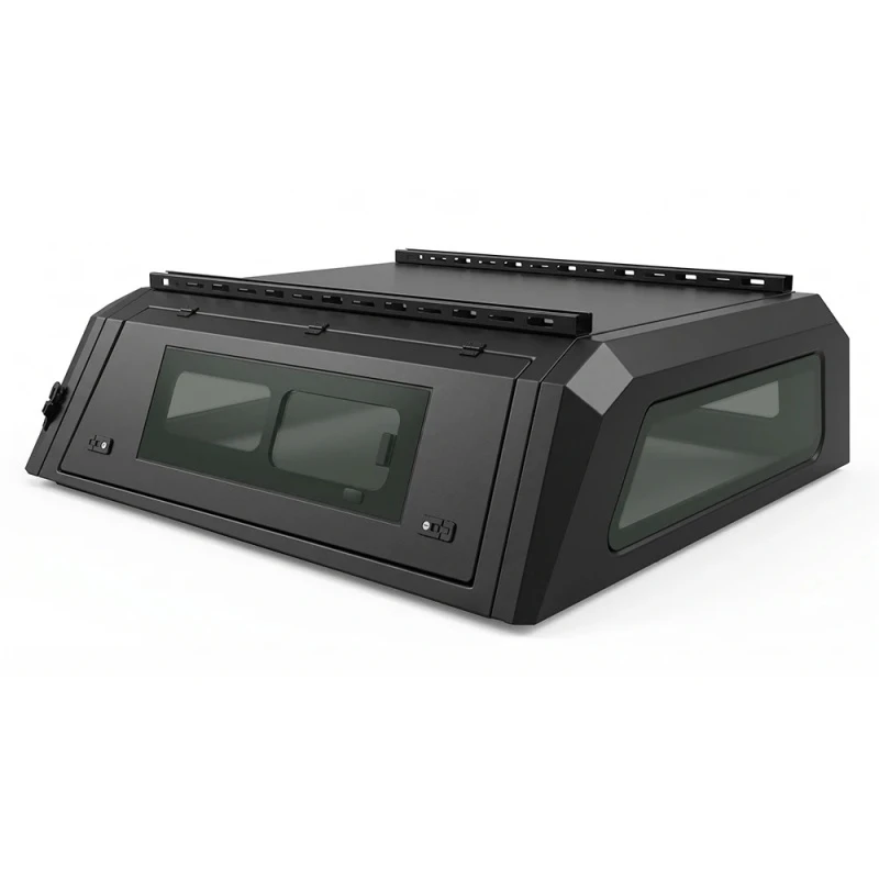 Multifunctional Full‑Closure High Lid Aluminum Alloy Three‑Door Pickup Truck Bed Cover Black Cargo Box Lid Off Road Outdoor Use