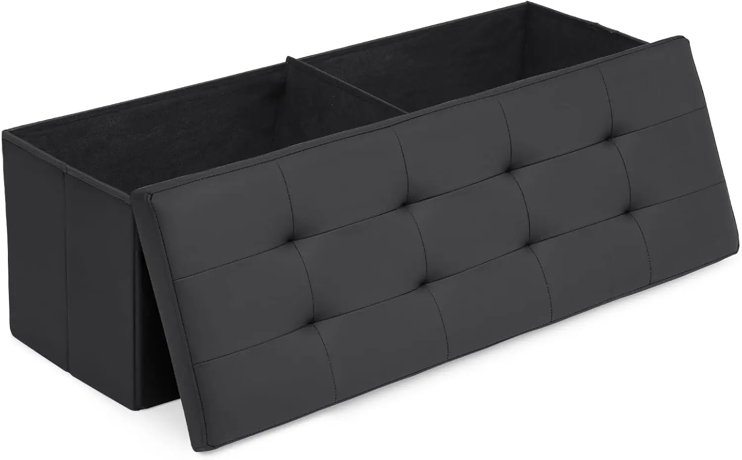 

43"" Storage Ottoman Bench Folding Bench With 130L Hidden Storage, Large End Of Bed Bench Pu Leather Foot Rest Stool Chest With