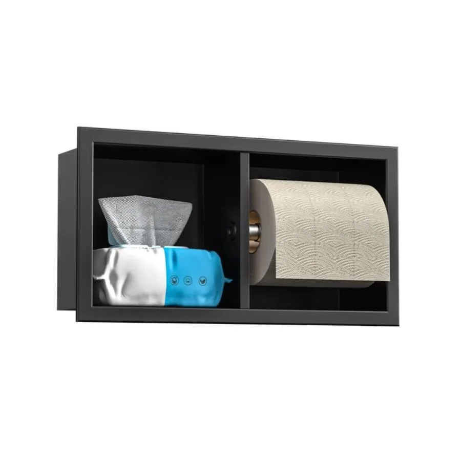 

Держатель для туалетной бумаги из нержавеющей стали 304, горизонтальный, матовый черный, для ванной комнаты, для ремонта, для ниши