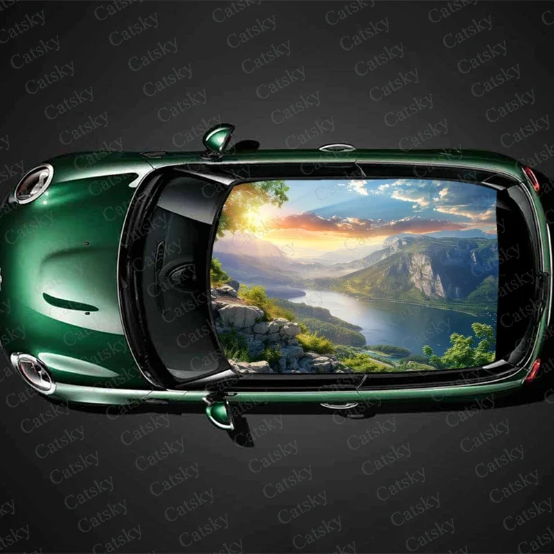 

Glorious Mountain Range Car Roof Sticker Wrap Racing SUV Accessories Packaging Painted PVC Custom Car Graphic Decal