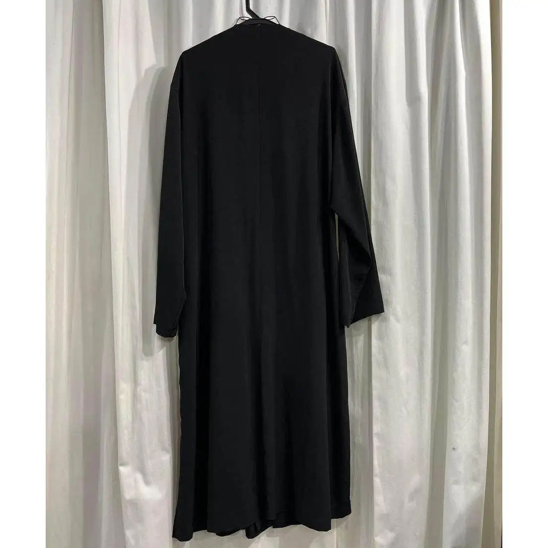 TOP-YAMAMOTO ® Minimalist black mid-length trench coat women's long-sleeved cardigan