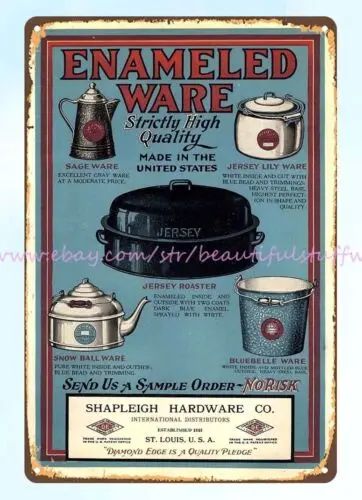 replica collectible  home decor 1923 Shapleigh Enameled Ware metal tin sign