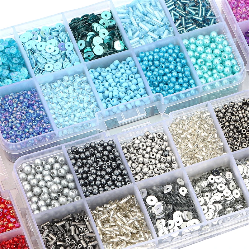 Small Czech Crystal Glass Seed Bead Sequin Box Charm Alphabet Beads Set For DIY Embroidery Bracelet Earrings Jewelry Making