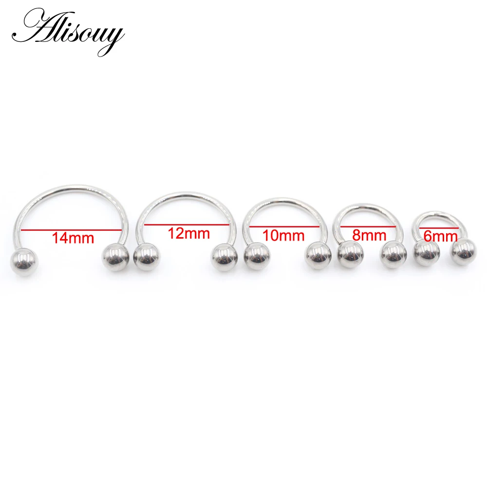 Alisouy 1PC Titanium Ball Internally Threaded Horseshoe Nose Ring Tragus Septum Helix Cartilage Earring Body Piercing Jewelry