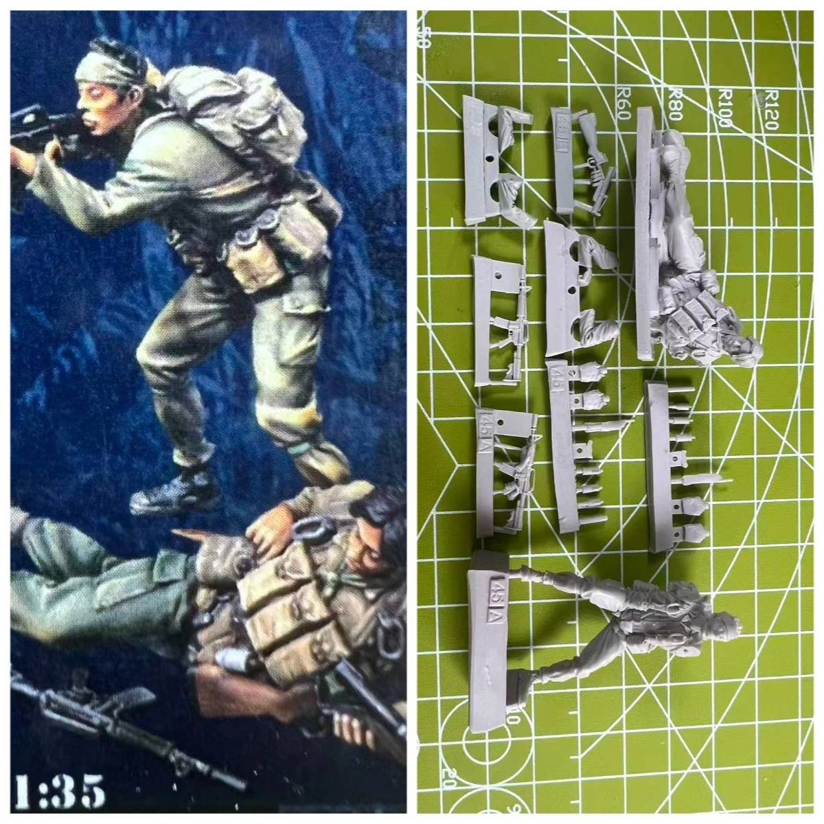 

Редкая модель из литой смолы 1/35, вьетнамская боевая модель спецназа для 2 человек, модель сцены, игрушка, неокрашенная