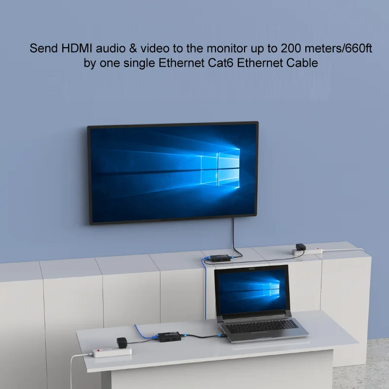 Удлинитель HDMI 200 м через Ethernet Cat5e 6, передатчик и приемник HDMI MT-VIKI через комплект Ethernet