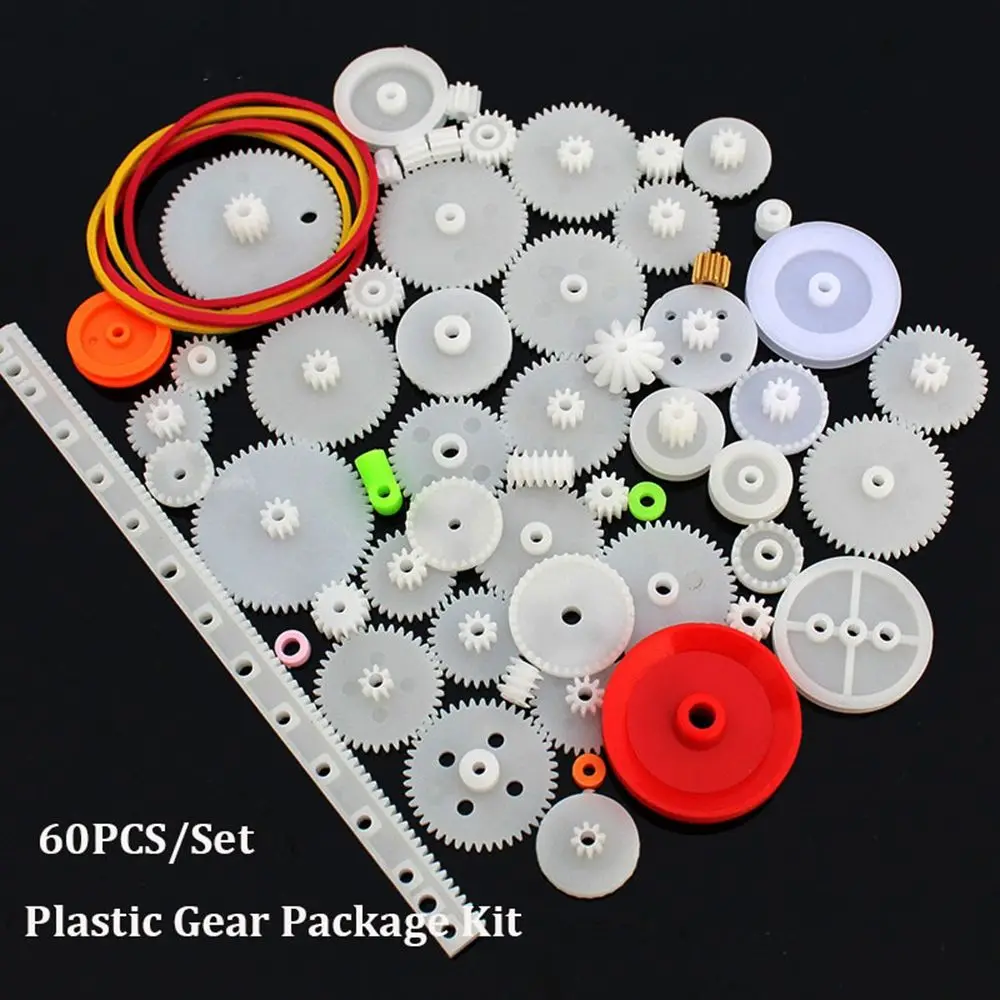60 unids/set 2021 conjunto de accesorios Robot varios Kit de paquete de engranajes DIY surtido de engranajes eje cinturón bujes engranajes de plástico